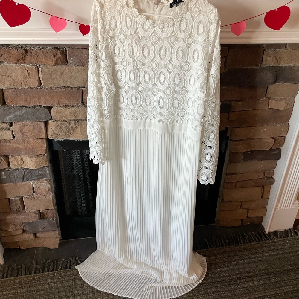 Eloquii white long sleeve lace dress